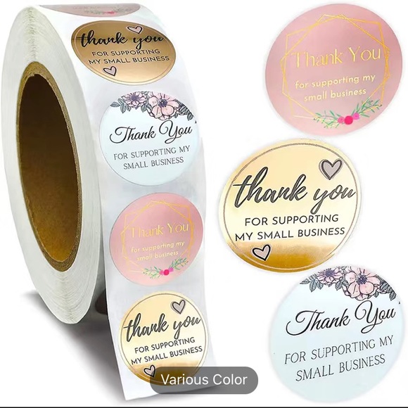 NWT 500pcs Thank You Happy Birthday Stickers, Heart Sticker Labels, - Picture 1 of 5